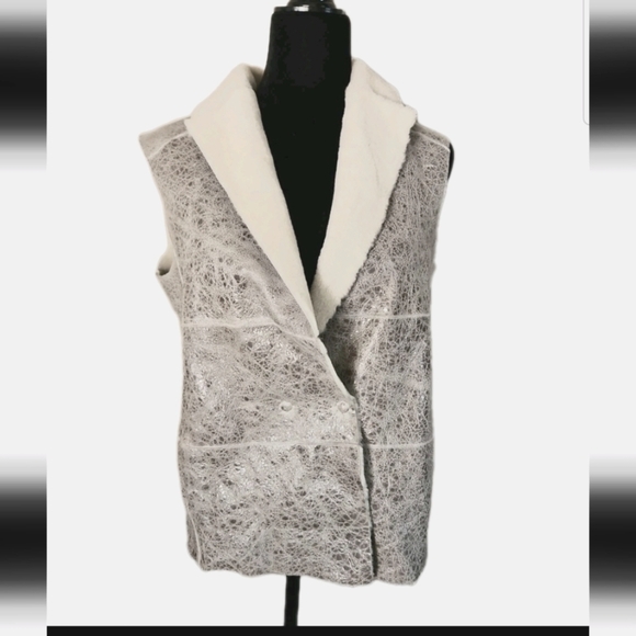 Fabiana Filippi Womens Green Gray Capo Reversible Shearling Designer Vest XXS - Picture 2 of 16